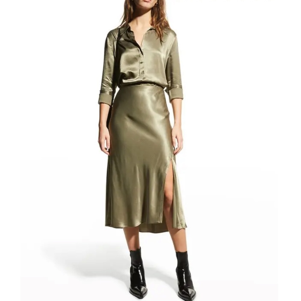 Rails "Maya" satin slip skirt in Olive | Sz XS